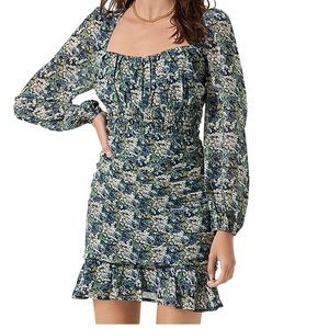 ASTR the Label Ruched Floral Mini Dress XS
